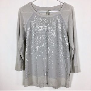 🌺5•4•$25 Calvin Klein 3/4 Sleeve Gray Sequin Top
